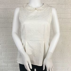 J. Crew white collared peplum top